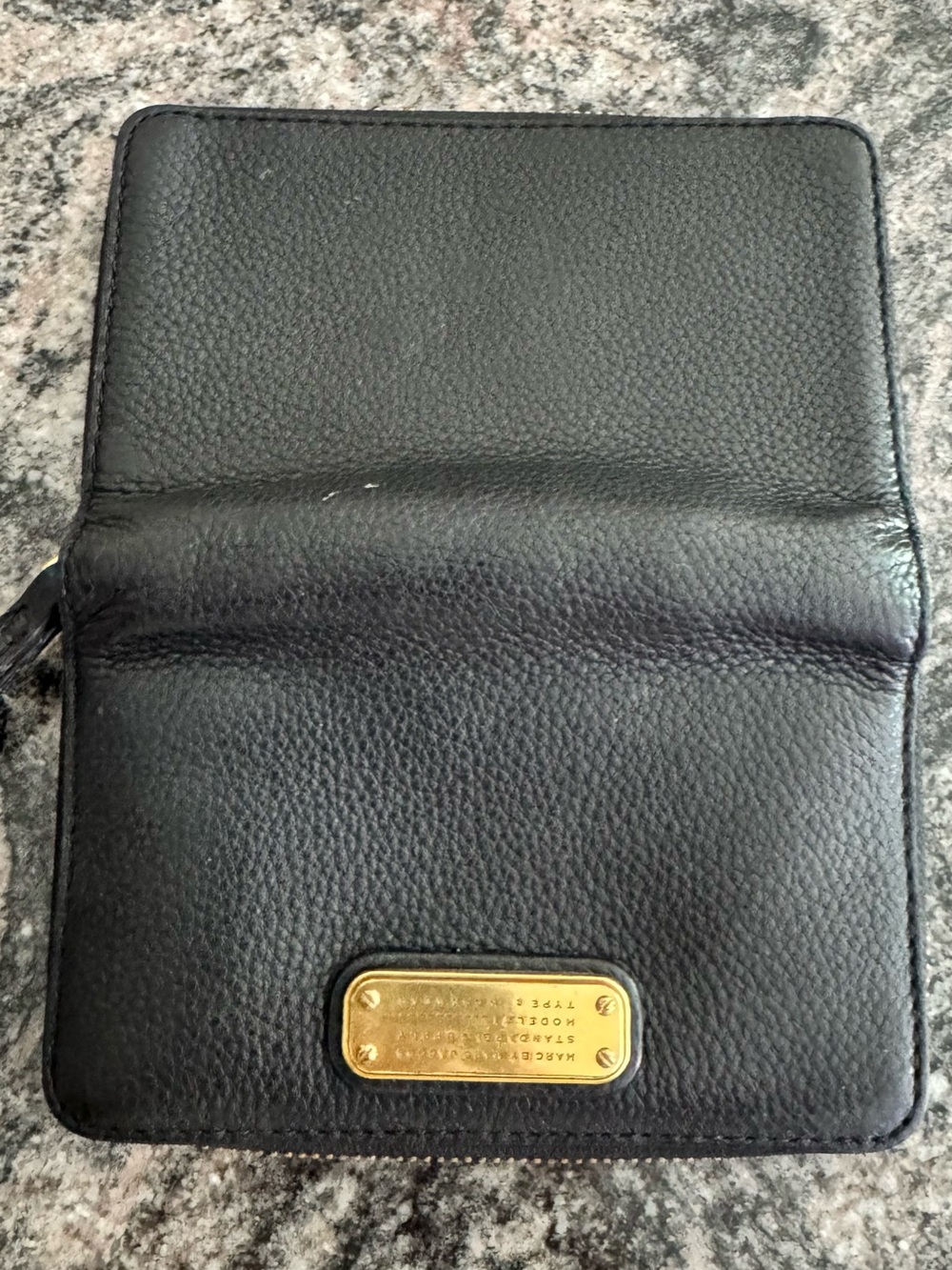 Marc By Marc Jacobs Black Leather Wallet with Gold Plaque
